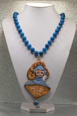 Collana in Angelite con Pipo Siciliano Blu Centrale