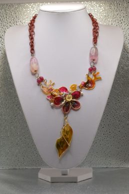 Collana in resina trasparente Viola con Fiori