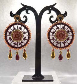 Orecchini Ruota del Carretto Siciliano Bordeaux