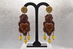 Orecchini in ceramica Sacro Cuore Fondo Rosso