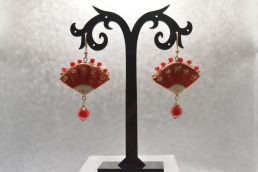 Orecchini in ceramica Ventaglio Rossi e Bianchi