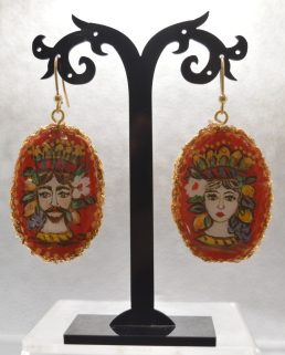 Orecchini in ceramica Ovali I Mori Sfondo Rosso