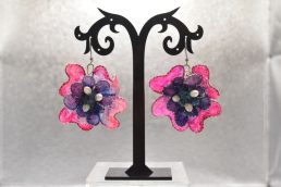 Orecchini in resina trasparente Fiori Viola