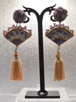 Orecchini a Ventaglio in ceramica Cremisi