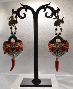 Orecchini ad uncinetto Coffa Siciliana con Cornetto